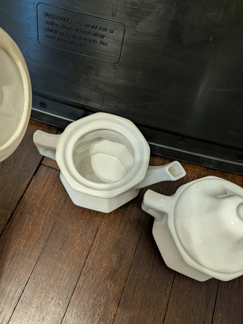 White Ceramic Sugar and Creamer Set with Blue Floral Motif